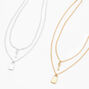Mixed Metal Lock Key Pendant Necklaces - 2 Pack,
