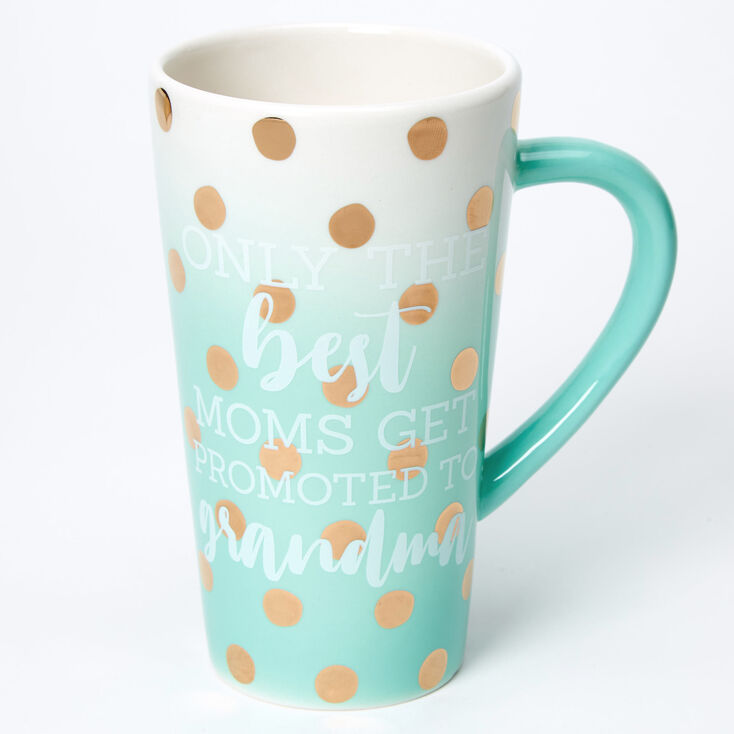 Promoted To Grandma Ombre Polka Dot Ceramic Mug - Mint,
