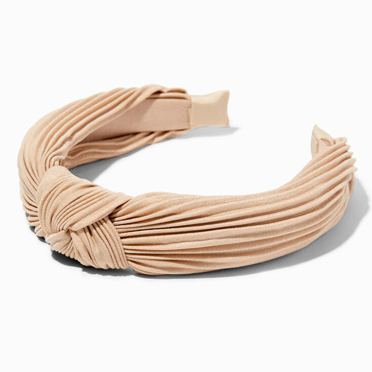 Champagne Pleated Knotted Headband,