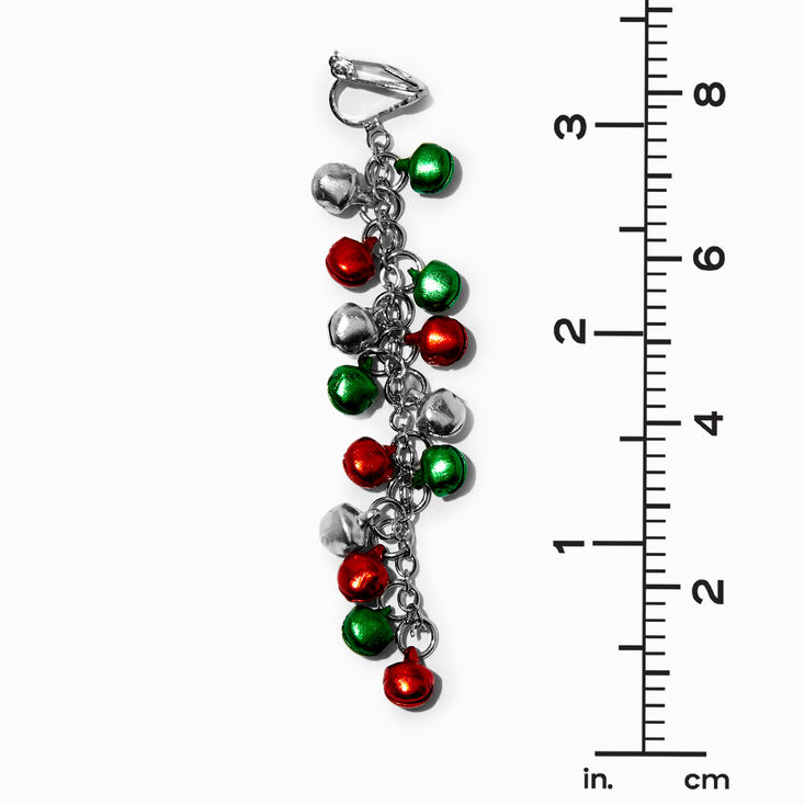 Jingle Bells 3&quot; Clip-On Drop Earrings,
