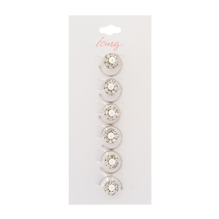 Rhinestone & Pearl Flower Hair Jewels Set of 6,