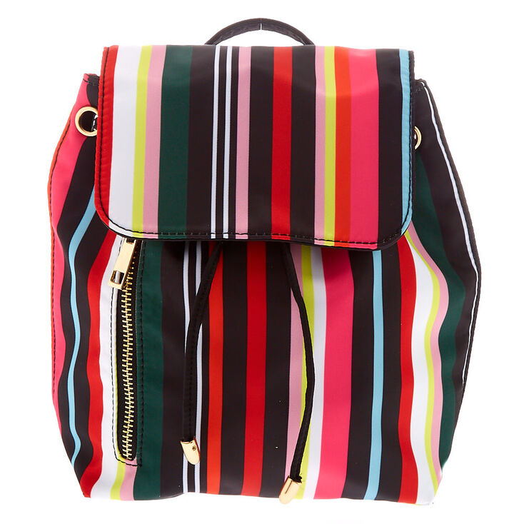 Rainbow Striped Drawstring Midi Backpack,