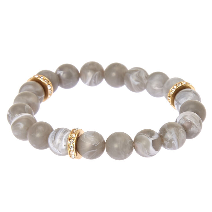Slate Beaded Stretch Karma Bracelet,