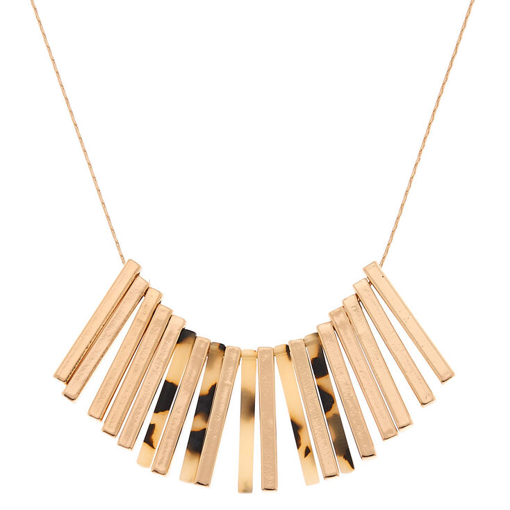 Gold Stick Resin Tortoiseshell Statement Necklace,
