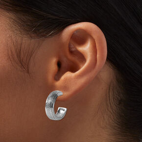 Siilver Tire Print 20MM Hoop Earrings,