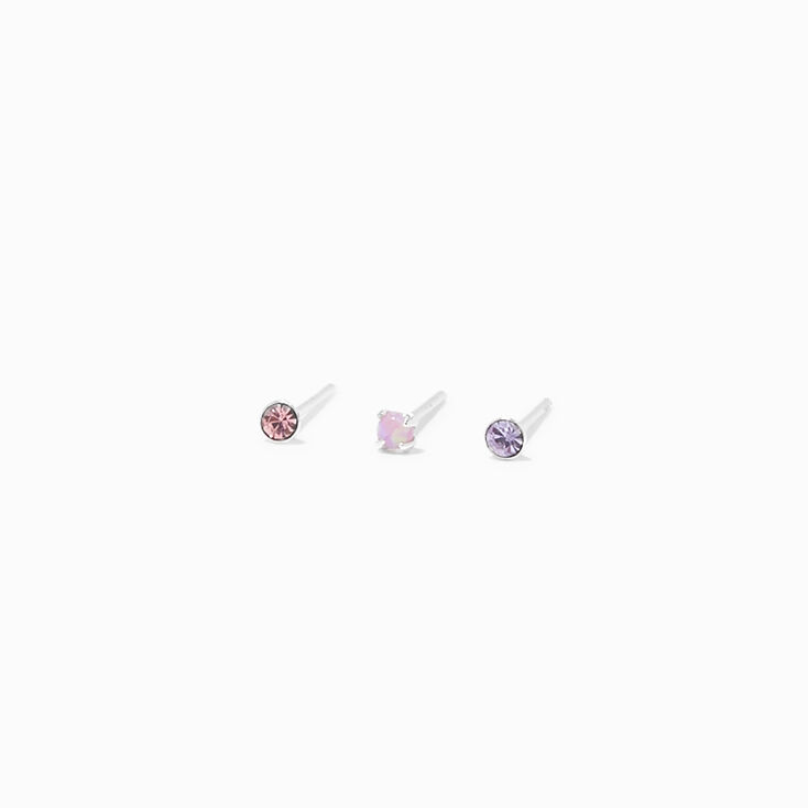 Sterling Silver Embellished 22G Nose Rings - 3 Pack,