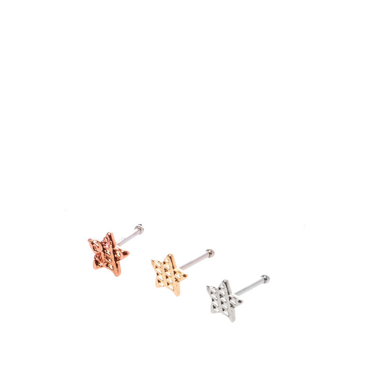 Mixed Metal Toned Star Nose Studs,
