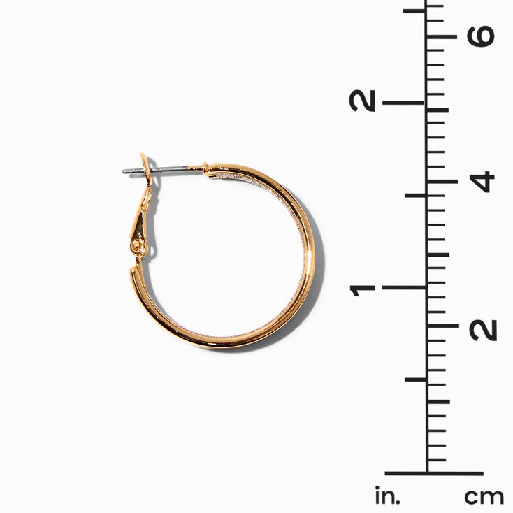 Gold 30MM Inner Glitter Hoop Earrings,