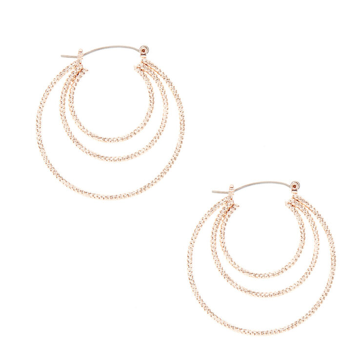 Rose Gold Tone Roped Hoop Earrings,