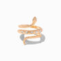 Gold Crystal Textured Snake Wrap Ring,