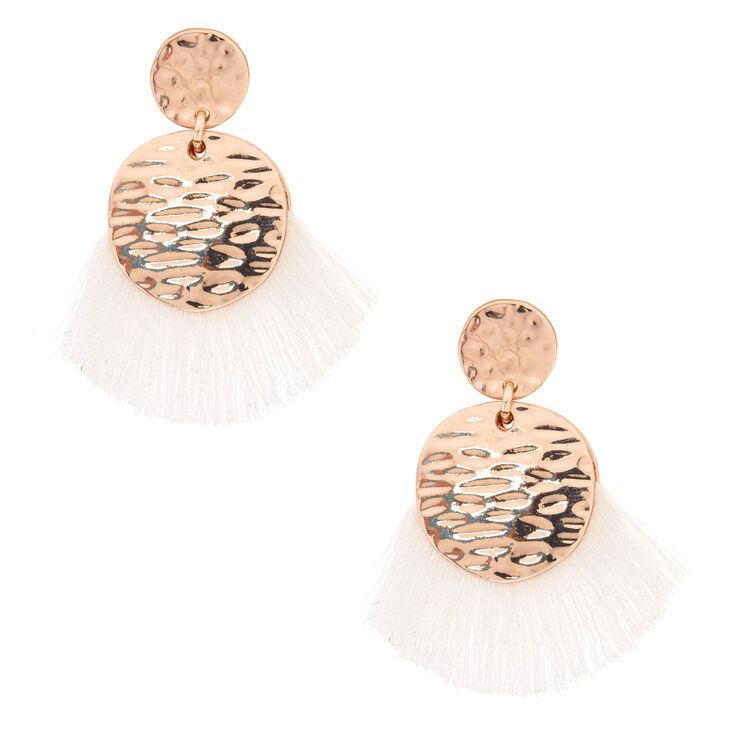 White Tassel Drop Earrings,