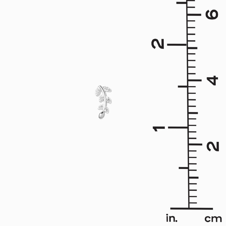 Icing Select Sterling Silver Cubic Zirconia Whispy Leaf Stud Earrings,