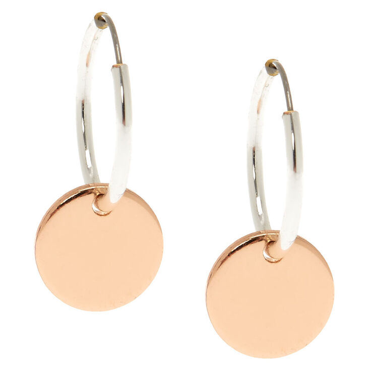 12MM Circle Charm Hoop Earrings,