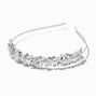 Silver-tone Crystal Leaf &amp; Pearl Headband,