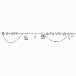 Silver-tone Pearl &amp; Butterfly Choker Necklace,
