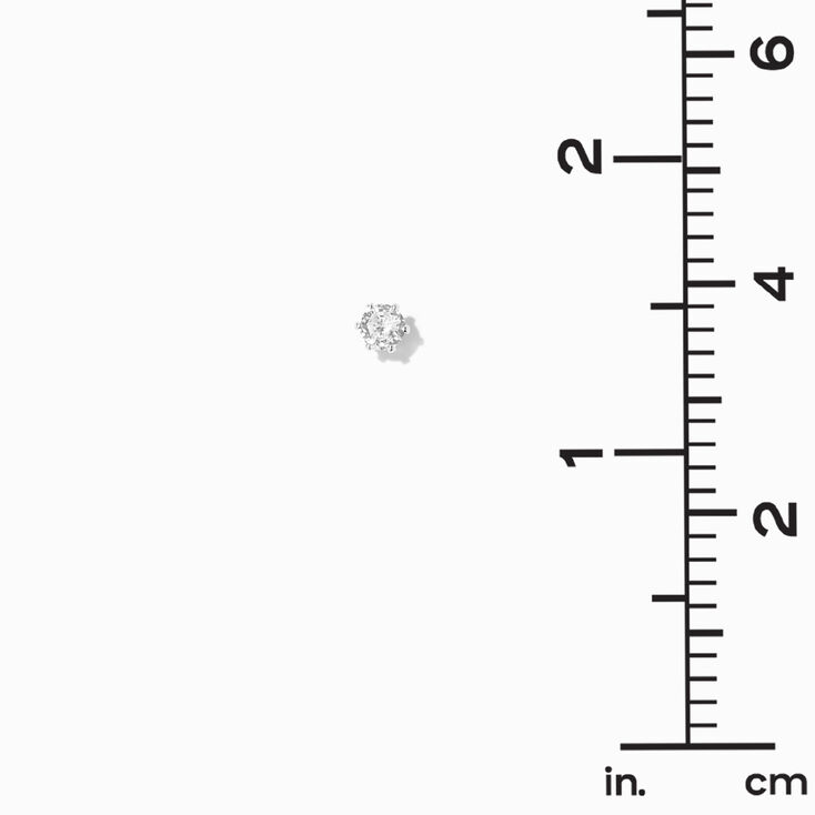 Silver Cubic Zirconia Round Stud Earrings - 2MM, 3MM, 4MM,