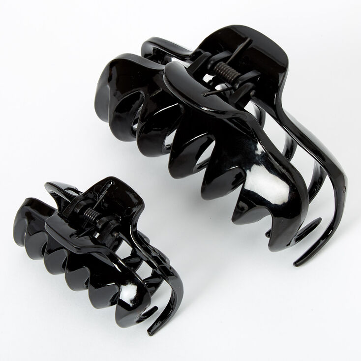 Black Solid Spike Hair Claws - 2 Pack,