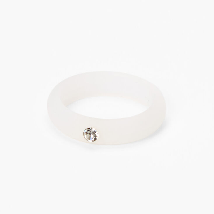 Silicone Crystal Ring - White,