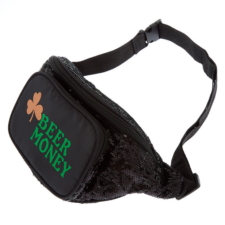 Beer Money Sequin Fanny Pack - Black,