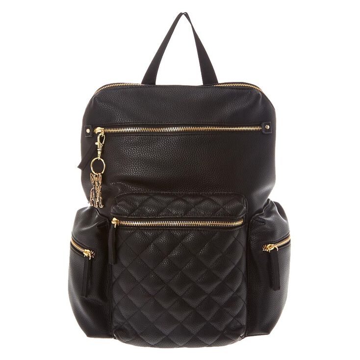 Quilted Black Satin Backpack | Icing US
