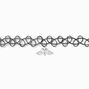 Silver Heart Angel Wing Pendant Black Tattoo Choker Necklace,