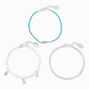 Blue Lightning &amp; Beaded Charms Chain Bracelets - 3 Pack,