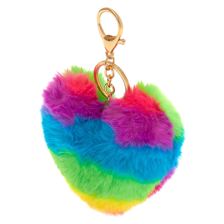 heart pom pom keychain