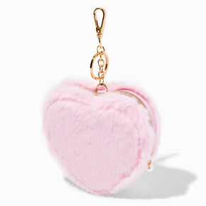 Pink Furry Heart Coin Purse,