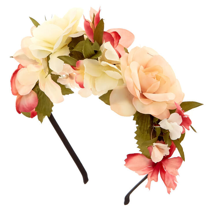 Ivory & Pink Flower Headband,