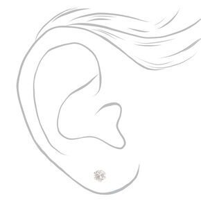 Silver Crystal Stud Earrings - 3 Pack,