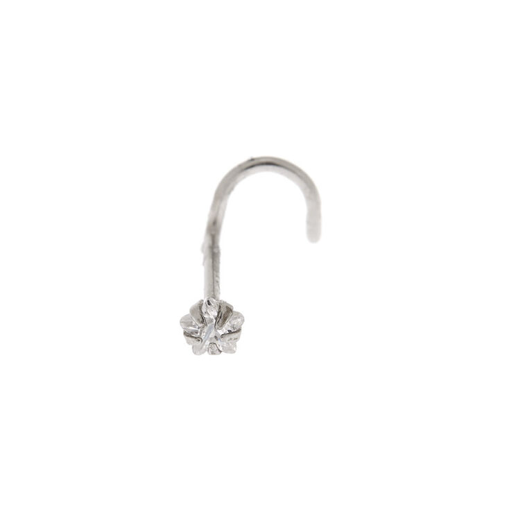 Silver Cubic Zirconia 20G Star Nose Stud,