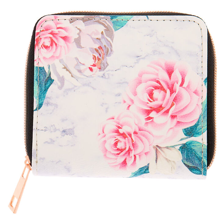 Marble Floral Wallet - White,