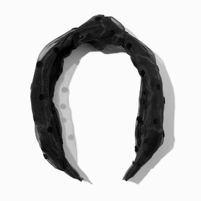 Black Polka Dot Knotted Headband,