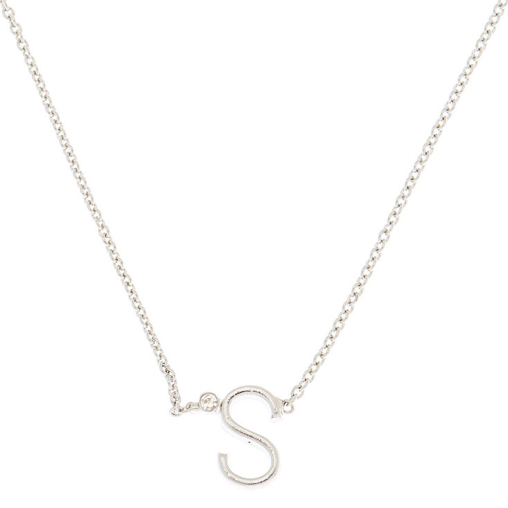 Silver Initial Necklace - S,