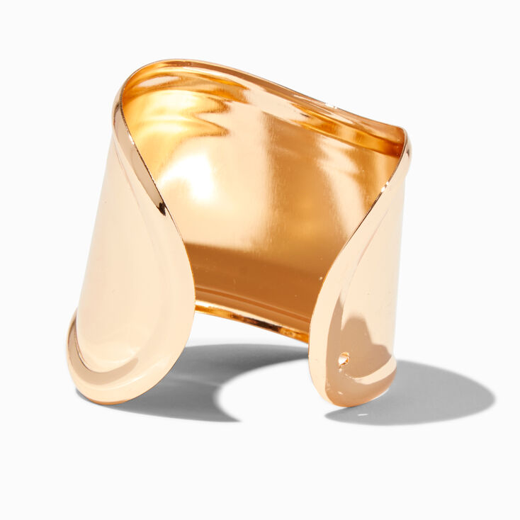 Gold-tone Wide Curved Cuff Bracelet,