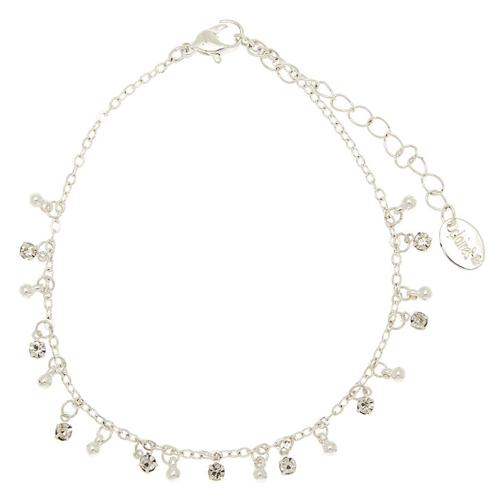 Silver Beaded Anklet,