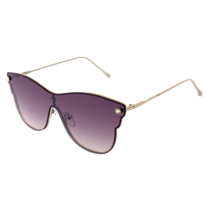 Black Rimless Futuristic Sunglasses,