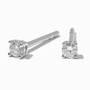 ICING Select Sterling Silver 1/10 ct. tw. Round Basket Lab Grown Diamond 3MM Stud Earrings,