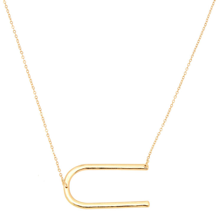 Oversized Initial Pendant Necklace - U,