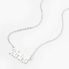 Silver Gothic Zodiac Pendant Necklace - Aries,