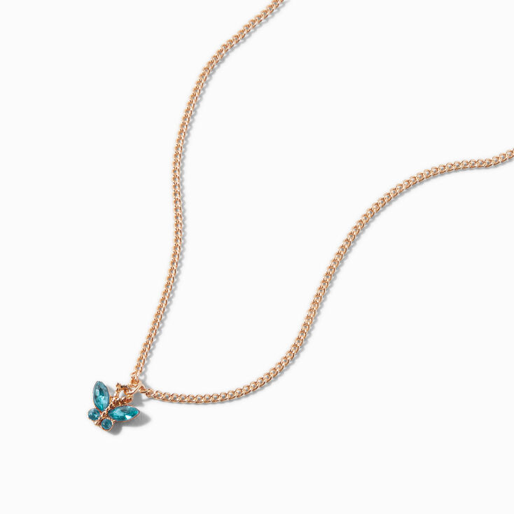 Butterfly Birthstone Gold-tone Pendant Necklace - December,