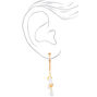 Gold 2.5&quot; Disc Tassel Drop Earrings - White,
