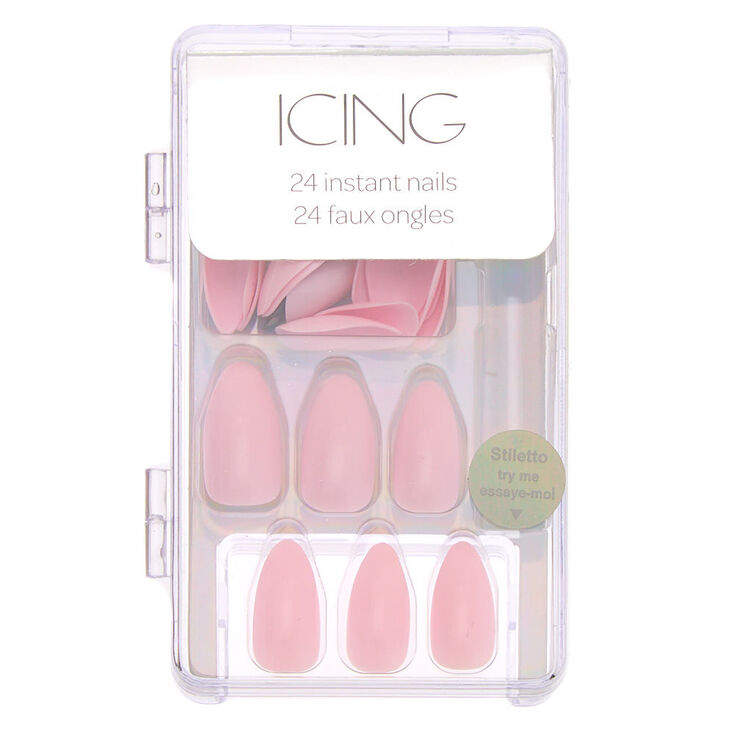 Glossy Faux Nail Set - Blush, 24 Pack,