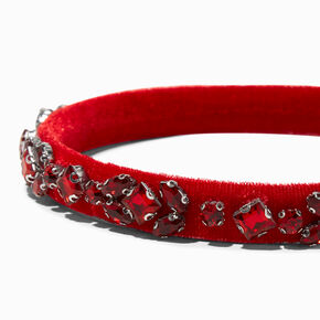 Red Velvet Bejeweled Skinny Headband,
