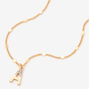 Gold Half Stone Initial Pendant Necklace - A,