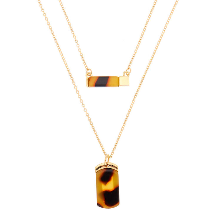 Gold Resin Tortoiseshell Pendant Necklaces - 2 Pack,