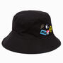 Embroidered Patches Black Bucket Hat,