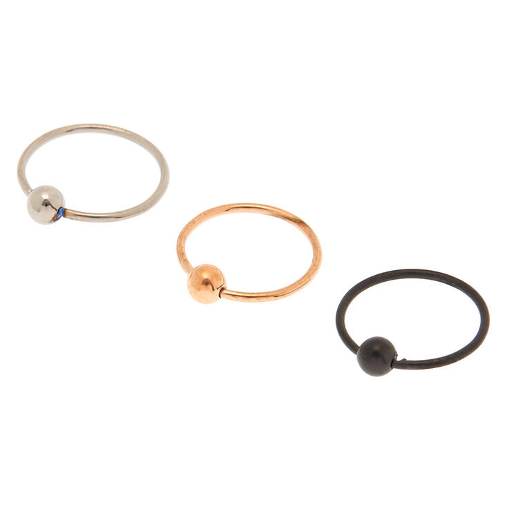 Mixed Metal 20G Nose Rings - 3 Pack,