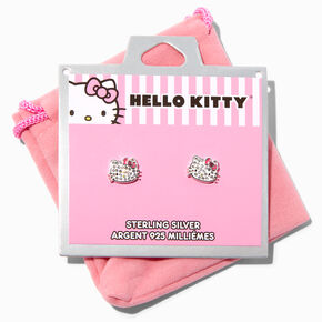 Sterling Silver Hello Kitty&reg; Pav&eacute; Crystal Stud Earrings,