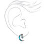Silver Beaded Crescent Moon Star Stud Earrings - Turquoise,